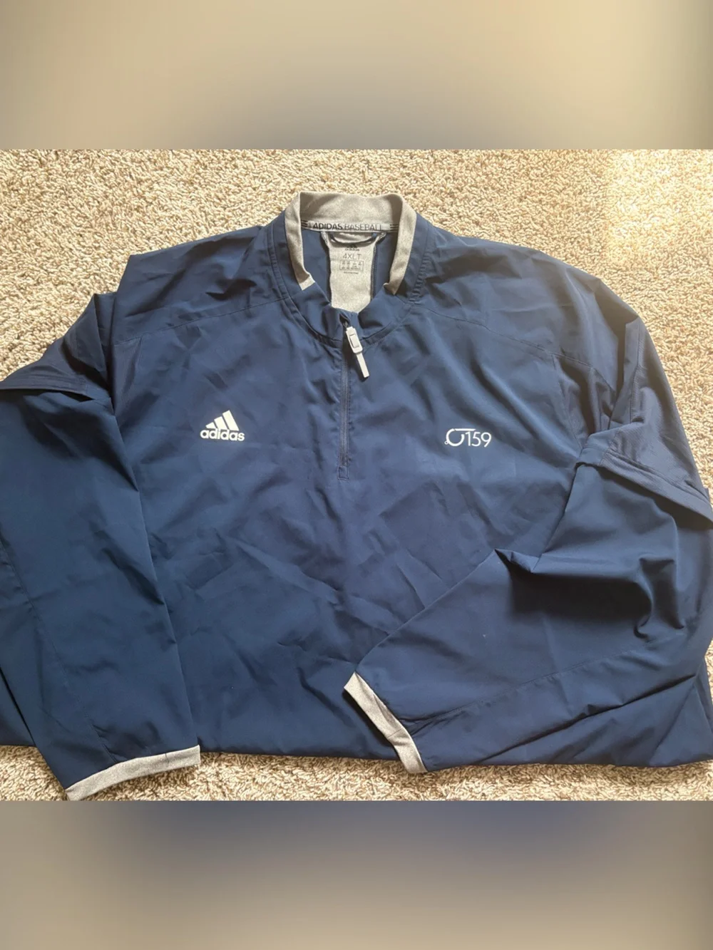 adidas Baseball Navy Quarter-Zip Windbreaker and removable zip sleeves